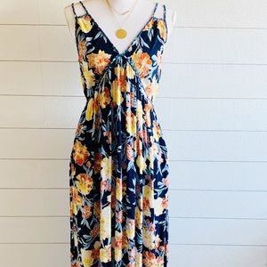 Xhilaration blue floral maxi dress with tie